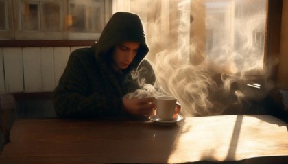 咖啡馆的下午，咖啡的香气，阳光温柔却内心不安