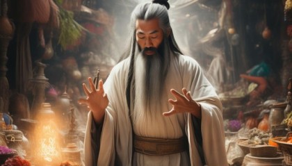 市场上，道士的技术与生活