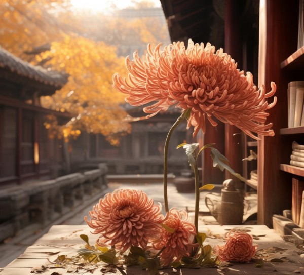 儒房秋菊，智慧与自然的完美结合